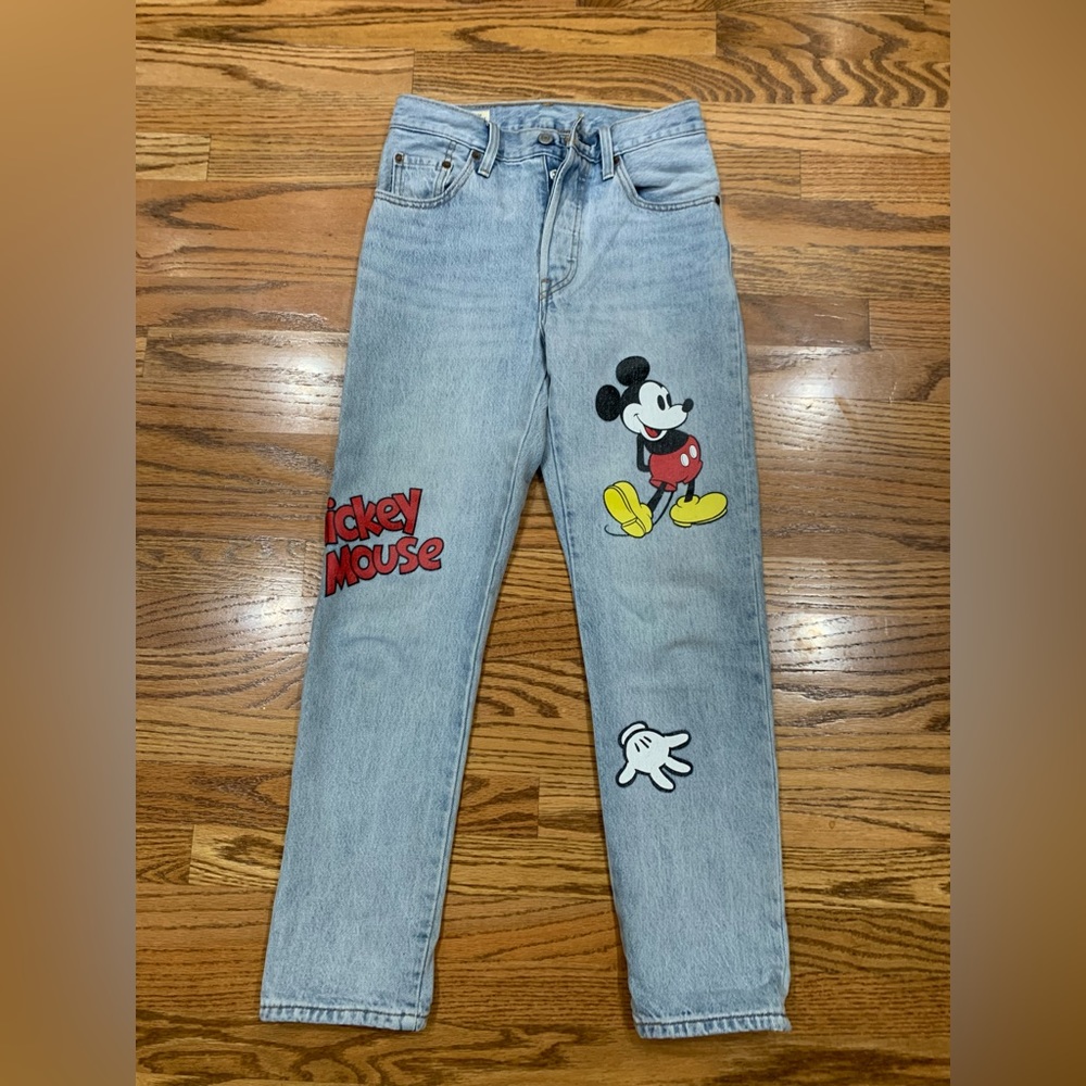 Levi’s 501 origins cropped Mickey Mouse jeans